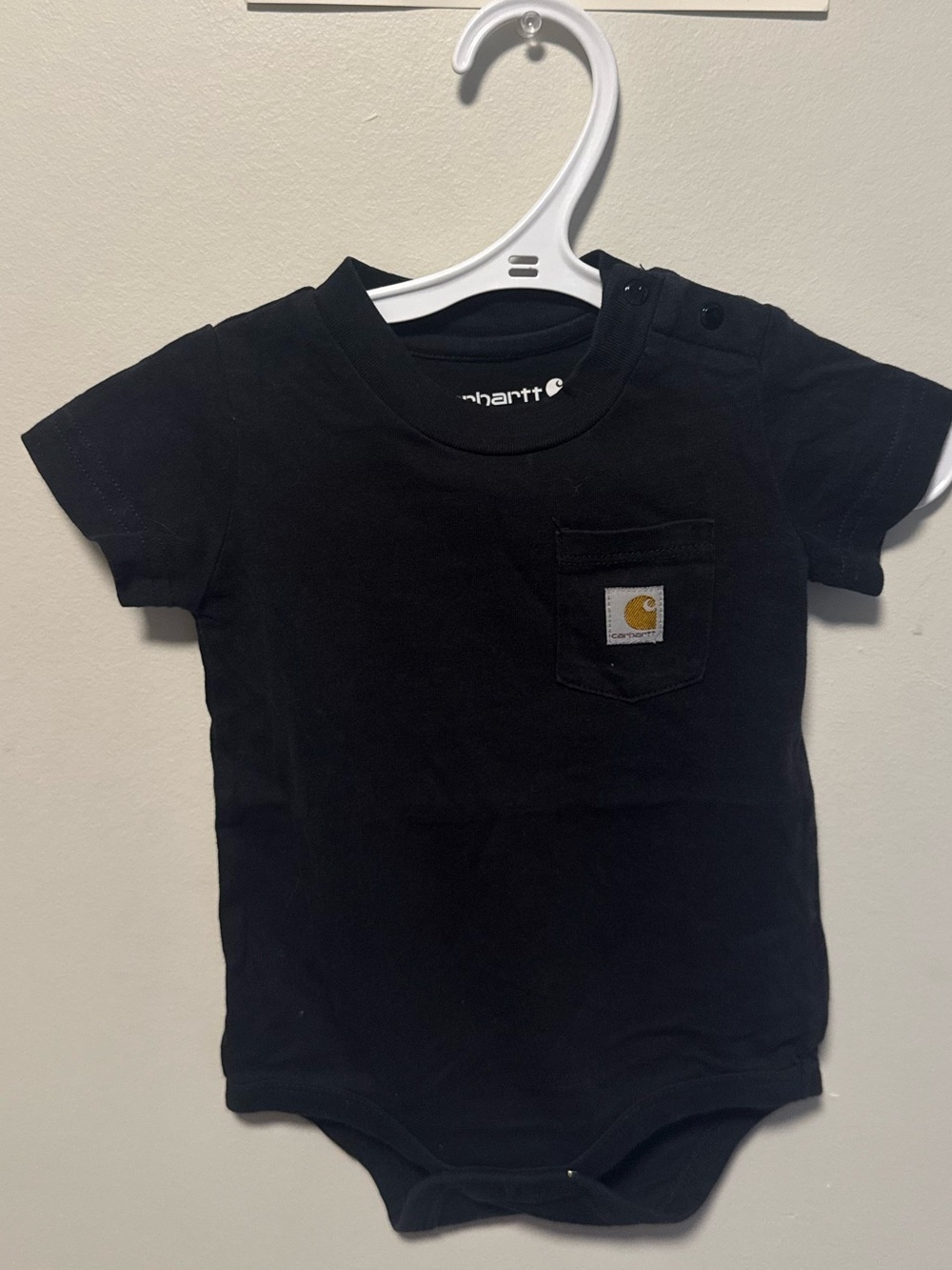 Carhartt Black Short-Sleeve Pocket Bodysuit with Logo Patch